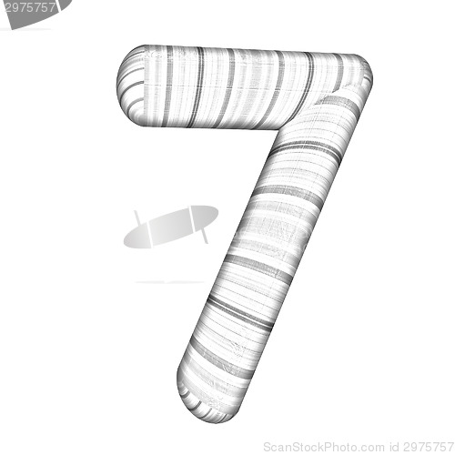Image of Wooden number "7"- seven on a white. 