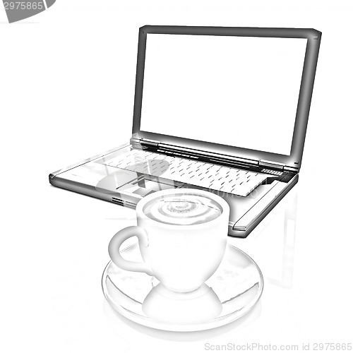 Image of 3d cup and a laptop