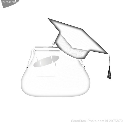 Image of money bags education hat sign illustration design over white 