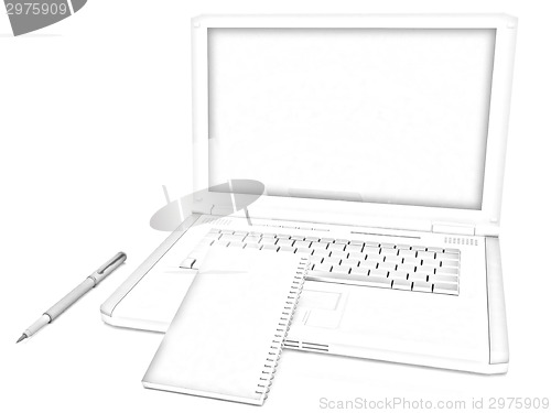 Image of laptop and notepad 