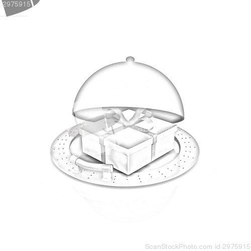 Image of Illustration of a luxury gift on restaurant cloche