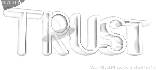 Image of 3d metal text "trust"