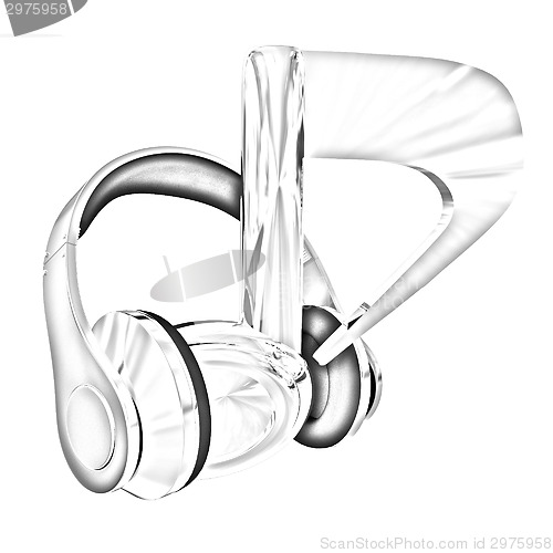 Image of headphones and 3d note