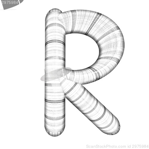 Image of Wooden Alphabet. Letter "R" on a white