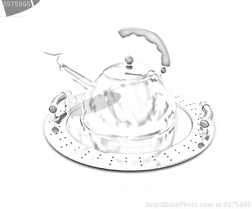 Image of Chrome teapot on platter 