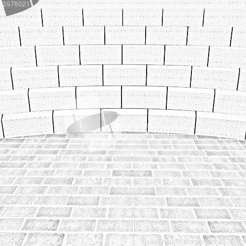 Image of Abstract futuristic interior. Brick scene and tribune