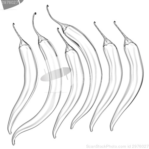 Image of Hot chilli pepper icons set isolated on white background. Unique