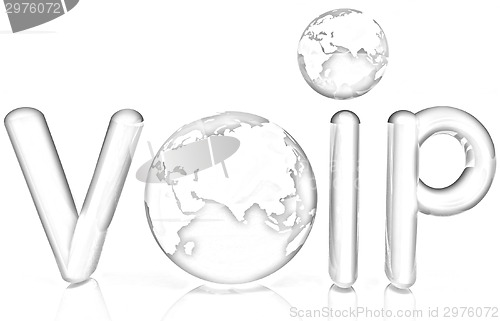 Image of Word VoIP with 3D globe