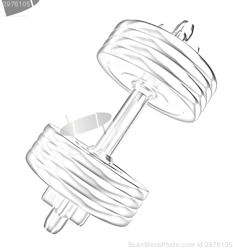 Image of Gold dumbbells isolated on a white background