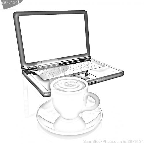 Image of 3d cup and a laptop