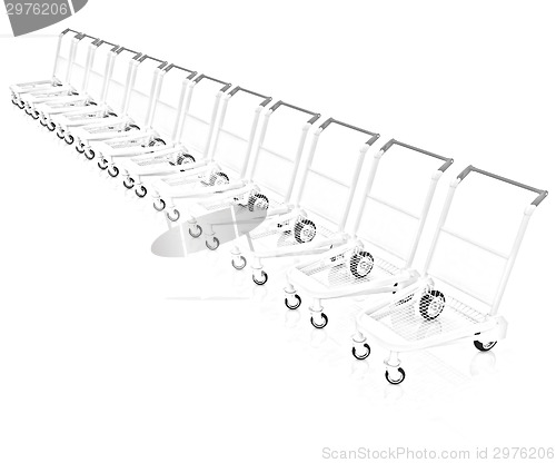 Image of Trolleys for luggages at the airport 