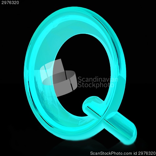 Image of Alphabet on black background. Letter "Q"