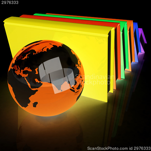 Image of colorful books and Earth