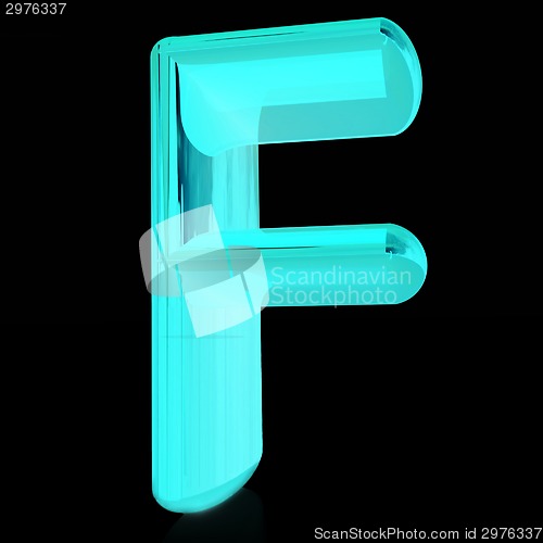 Image of Alphabet on black background. Letter "F"