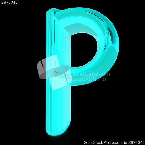 Image of Alphabet on black background. Letter "P"