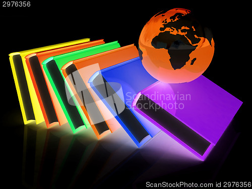 Image of colorful books and Earth