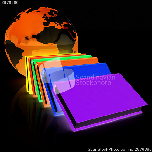 Image of colorful books and Earth