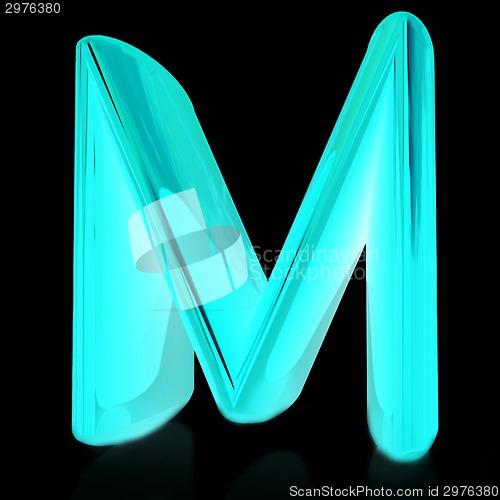 Image of Alphabet on black background. Letter "M"