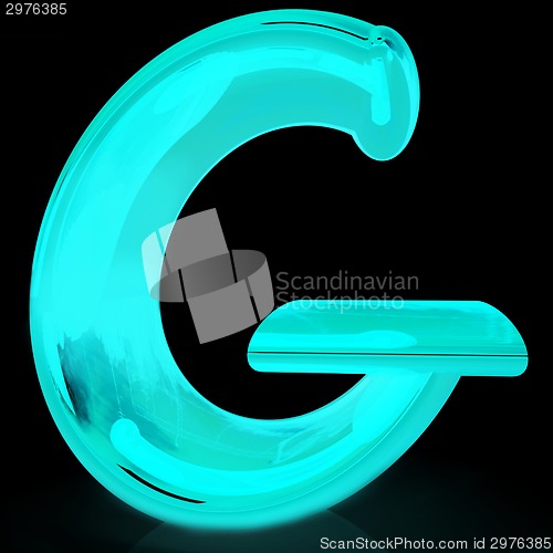 Image of Alphabet on black background. Letter "G"