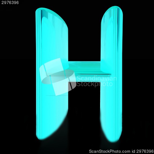 Image of Alphabet on black background. Letter "H"