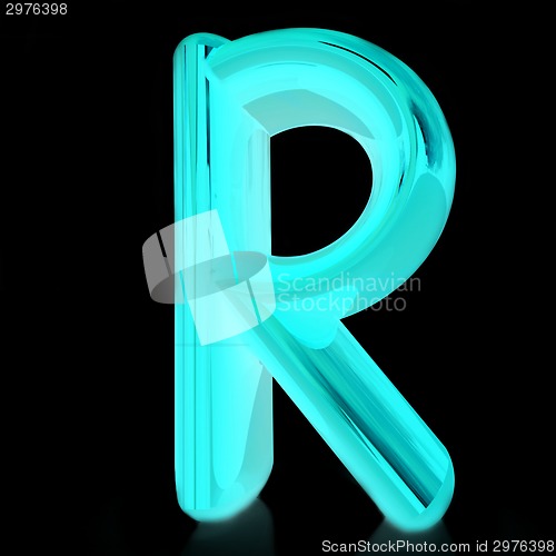 Image of Alphabet on black background. Letter "R"