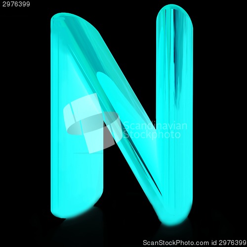 Image of Alphabet on black background. Letter "N"