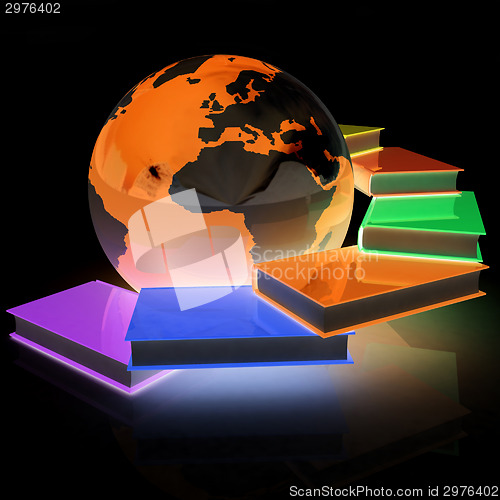 Image of colorful books and Earth