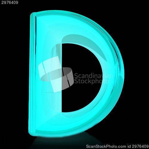 Image of Alphabet on black background. Letter "D"