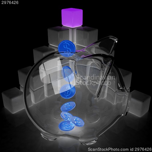 Image of cubic diagram structure and piggy bank