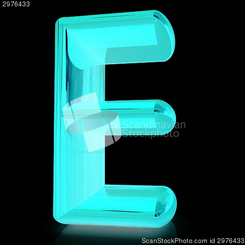 Image of Alphabet on black background. Letter "E"