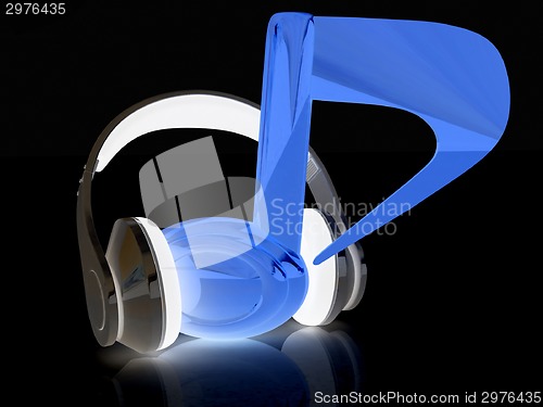 Image of headphones and 3d note