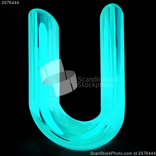 Image of Alphabet on black background. Letter "U"