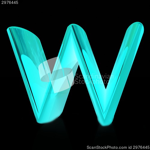 Image of Alphabet on black background. Letter "W"