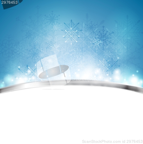 Image of Christmas blue background with metal stripe