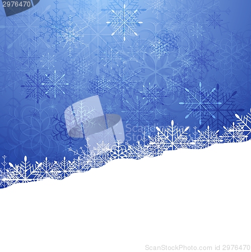 Image of Christmas blue background with snowflakes