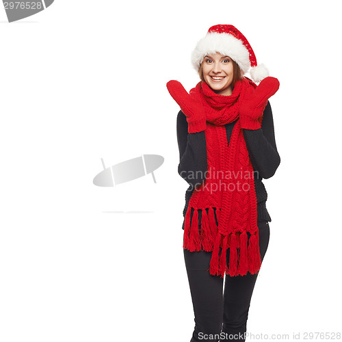 Image of Surprised Xmas woman