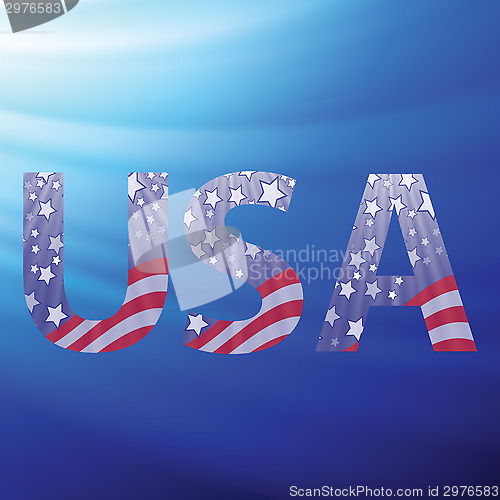 Image of USA capital letters with flag pattern 