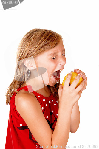 Image of Girl like to eat an apple.