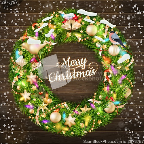Image of Christmas garland with baubles. EPS 10
