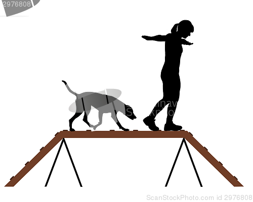 Image of Woman and dog on dogwalk