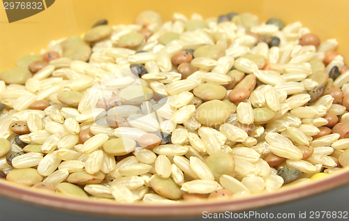 Image of Mixed lentils with brown rice in a bowl of ceramic