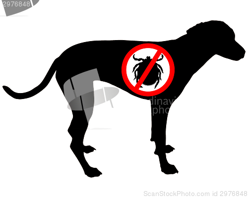 Image of Dog prohibition sign for ticks