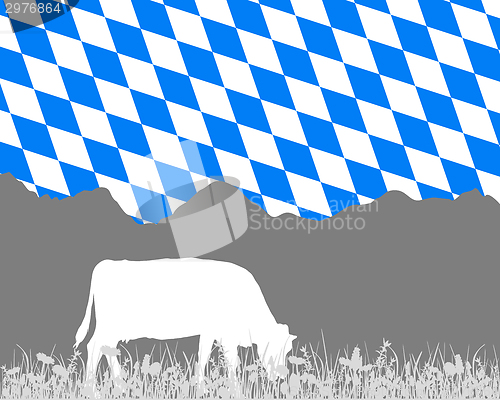 Image of Cow alp and bavarian flag