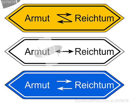 Image of Direction sign poverty and wealth