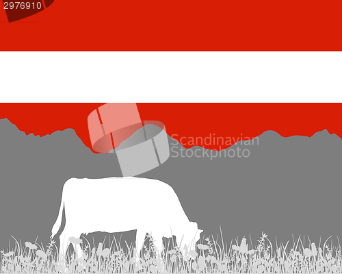 Image of Cow alp and austrian flag