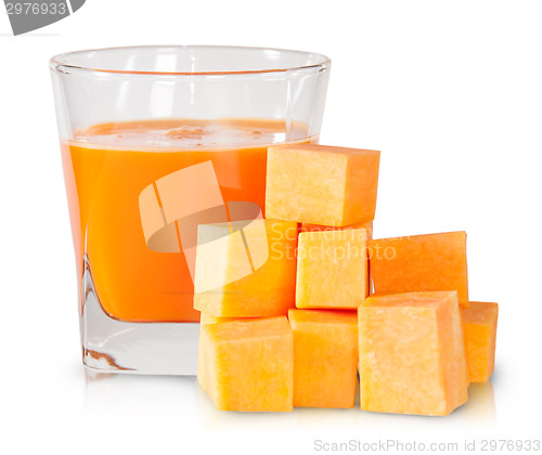 Image of Pumpkin Diced And A Glass Of Pumpkin Juice