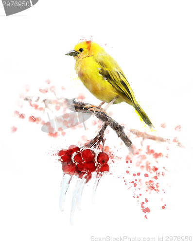 Image of Watercolor Image Of  Yellow Bird