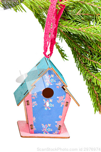 Image of Christmas toy blue birdhouses