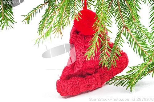 Image of Christmas toy red knitted hat