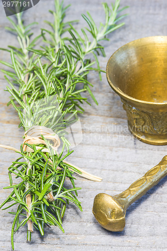 Image of rosemary with mortar
